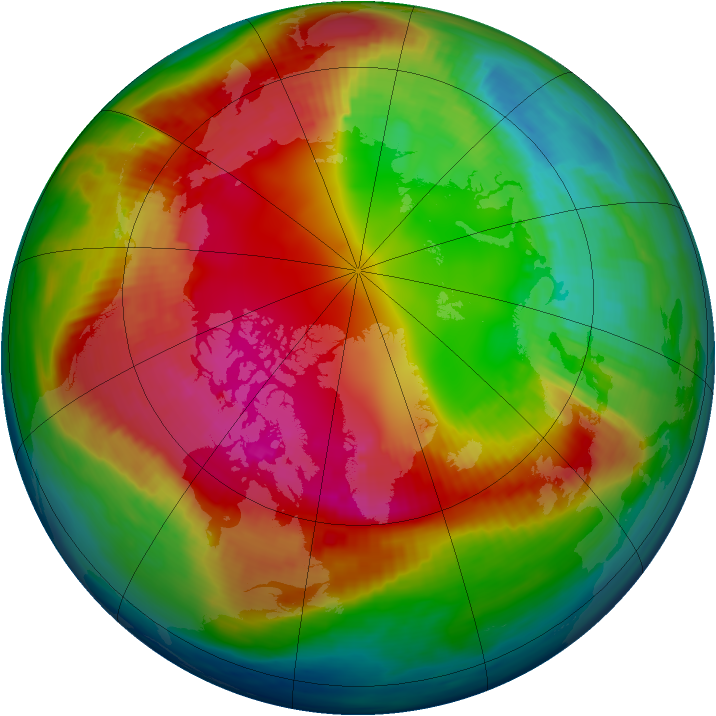 Arctic ozone map for 12 February 1990
